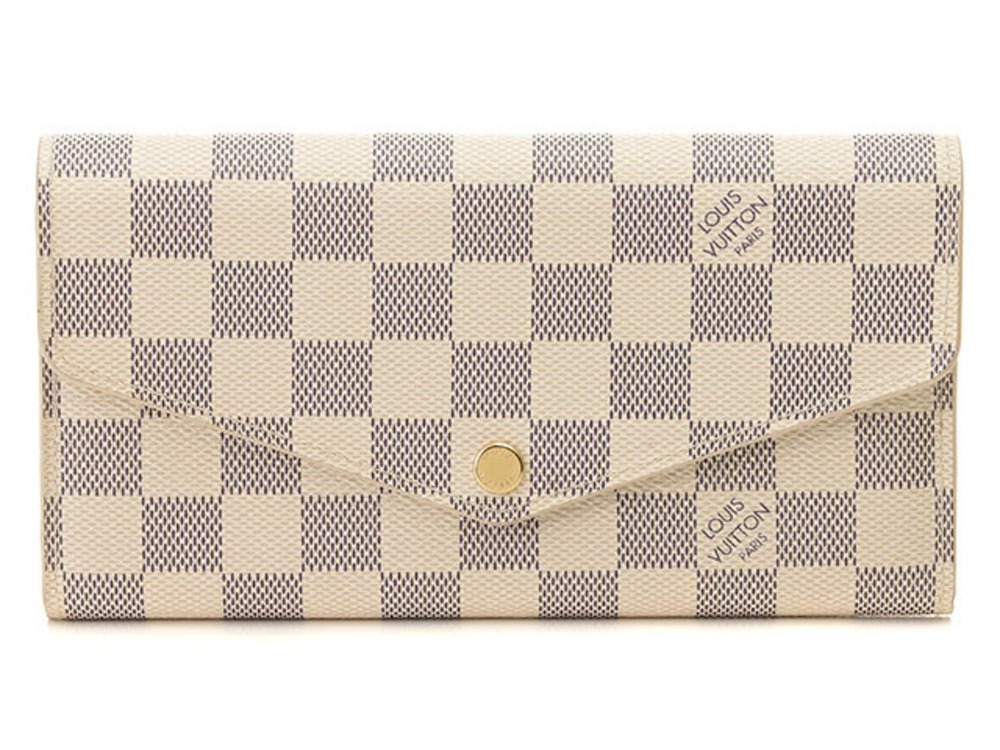 LOUIS VUITTON Portefeuille Sarah Long Wallet Damier Azur White